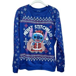 Disney Stitch Christmas Sweatshirt Holiday Lights Snowflake Pullover with lights